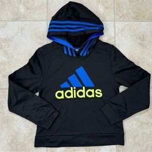 adidas Boys' Stripe Hoodie 
Size: Youth Small
Color: Black/Blue